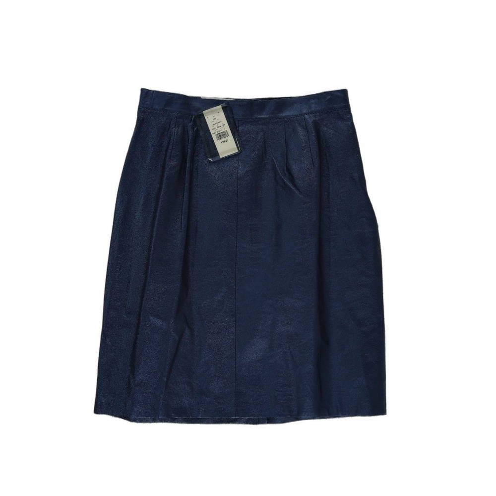 NEW Jon Lawrence Ltd 100% Leather Skirt Womens Size 18 Navy Blue Pleated Vintage